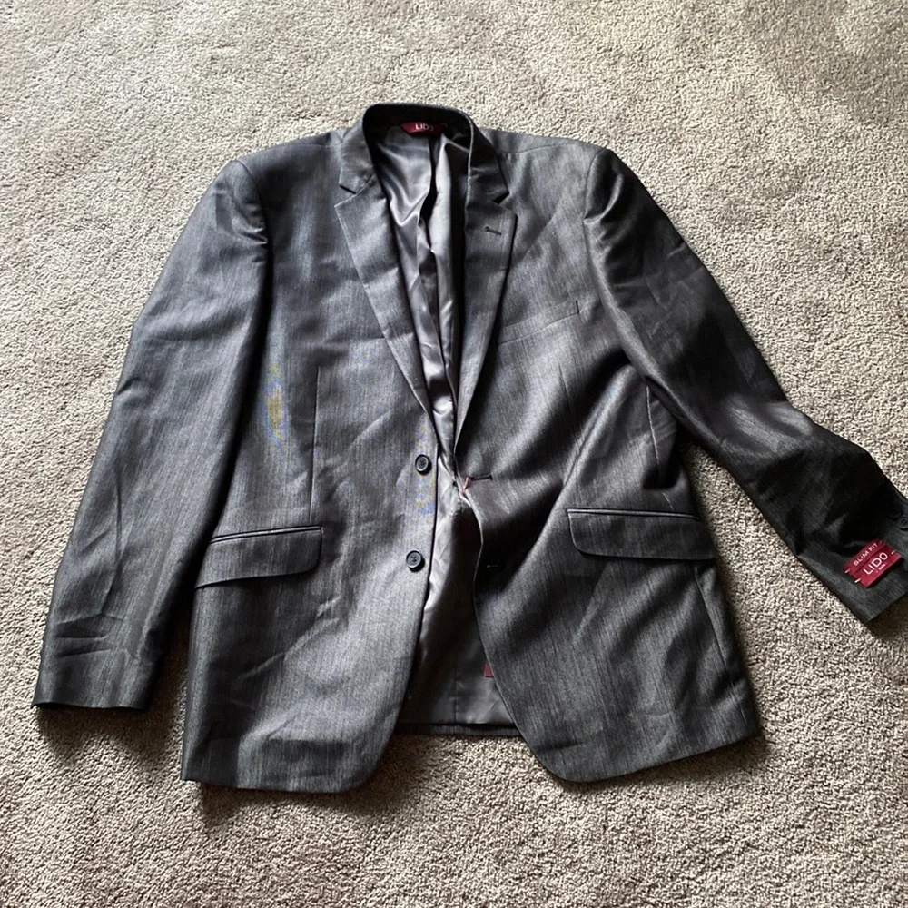 Lido Italia Slim Fit Suit Gray 2-Piece Suit Jacket 42R Pants 36R